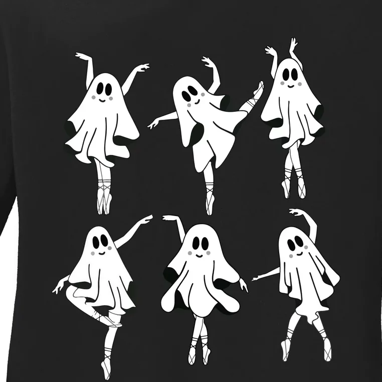 Ghost Ballerinas Ballet Dance Halloween Spooky Dance Teacher Ladies Long Sleeve Shirt