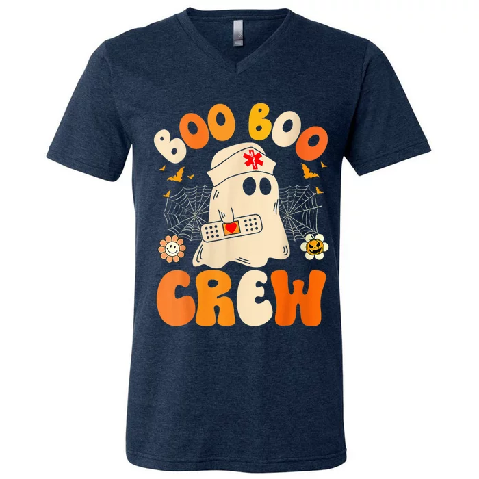 Groovy Boo Boo Crew Nurse Funny Ghost Wo Halloween Nurse V-Neck T-Shirt