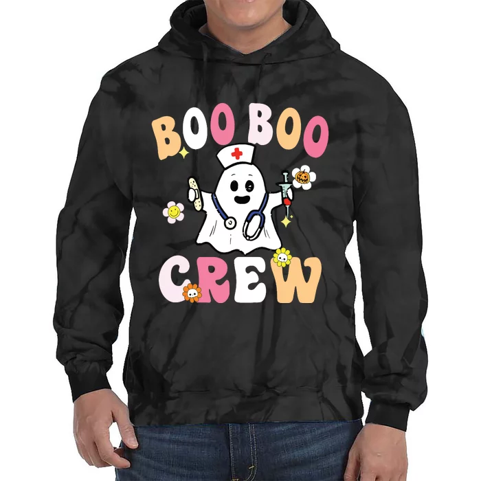 Groovy Boo Boo Crew Cute Ghost Halloween Costume Nurse Gift Tie Dye Hoodie