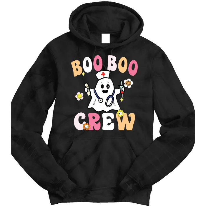 Groovy Boo Boo Crew Cute Ghost Halloween Costume Nurse Gift Tie Dye Hoodie