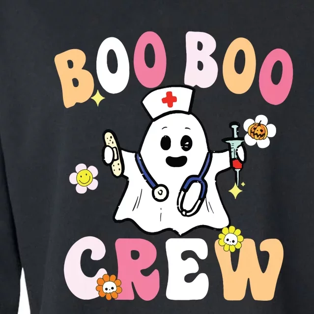 Groovy Boo Boo Crew Cute Ghost Halloween Costume Nurse Gift Cropped Pullover Crew