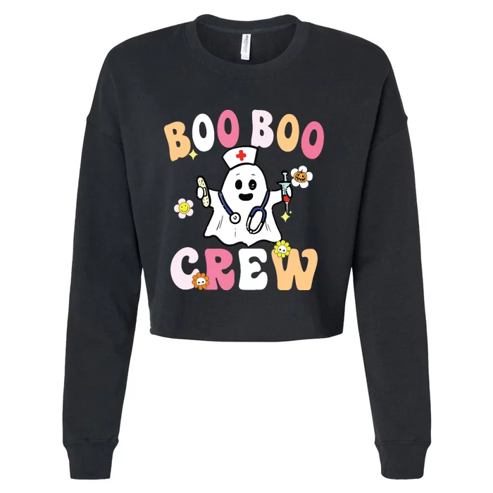 Groovy Boo Boo Crew Cute Ghost Halloween Costume Nurse Gift Cropped Pullover Crew