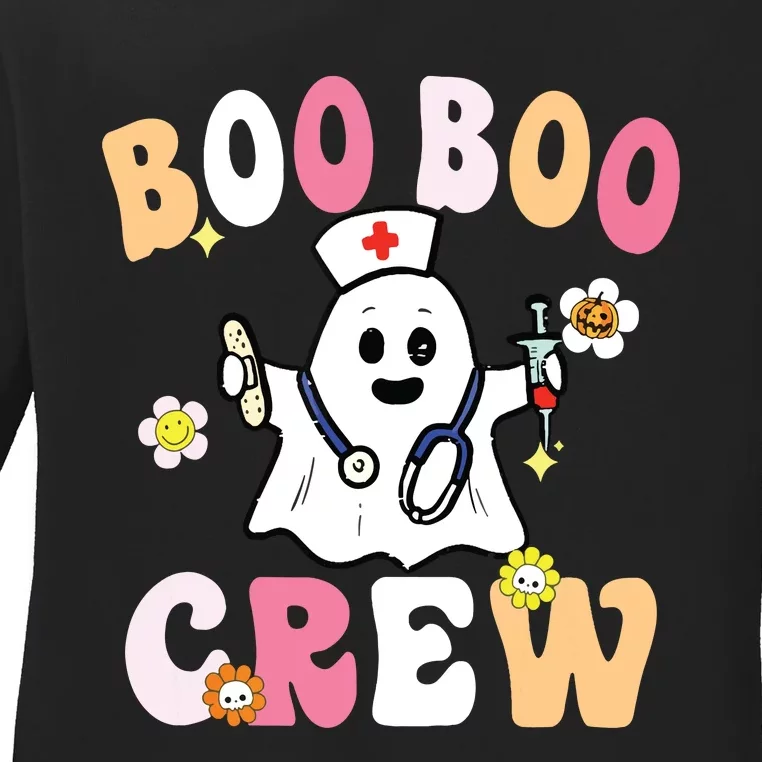 Groovy Boo Boo Crew Cute Ghost Halloween Costume Nurse Gift Ladies Long Sleeve Shirt