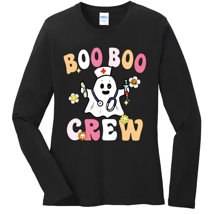 Groovy Boo Boo Crew Cute Ghost Halloween Costume Nurse Gift Ladies Long Sleeve Shirt