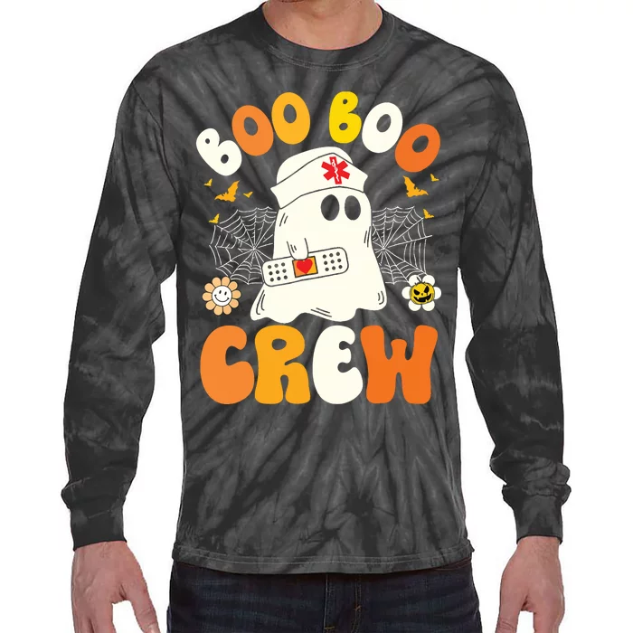 Groovy Boo Boo Crew Nurse Funny Ghost Halloween Nurse Tie-Dye Long Sleeve Shirt