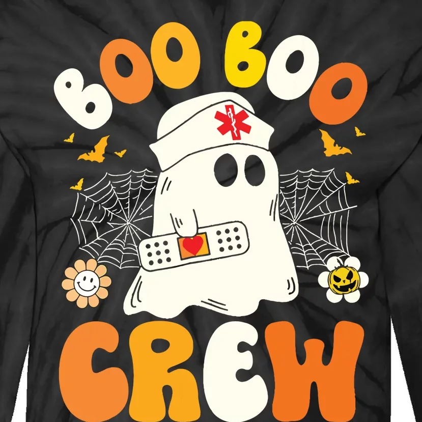 Groovy Boo Boo Crew Nurse Funny Ghost Halloween Nurse Tie-Dye Long Sleeve Shirt