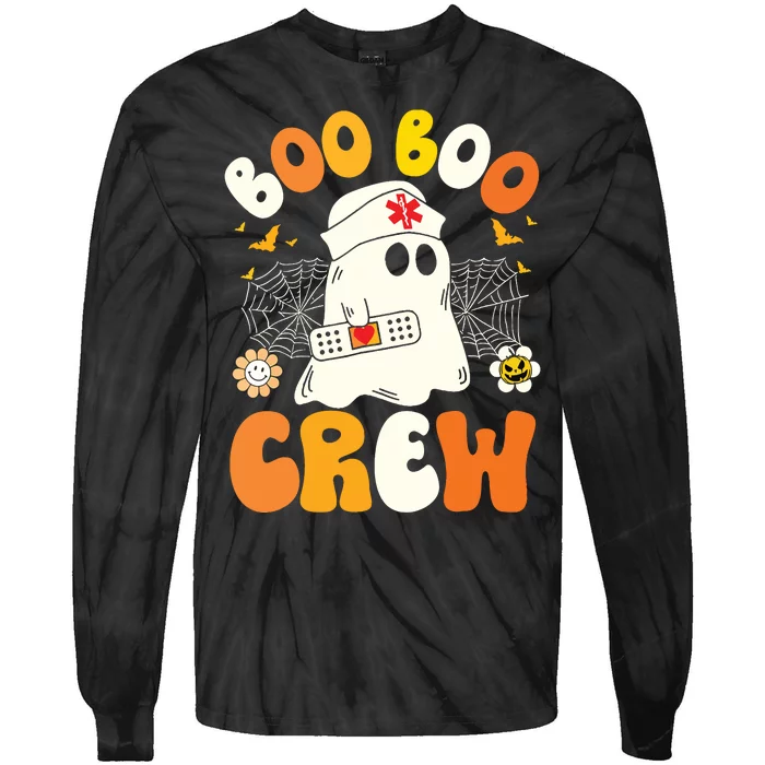 Groovy Boo Boo Crew Nurse Funny Ghost Halloween Nurse Tie-Dye Long Sleeve Shirt