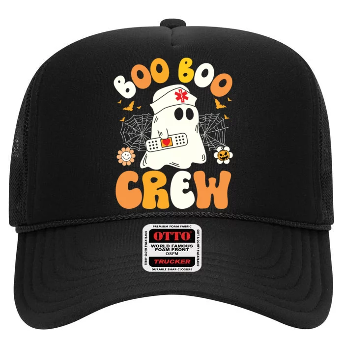 Groovy Boo Boo Crew Nurse Ghost Halloween Funny Nursing Gift High Crown Mesh Trucker Hat