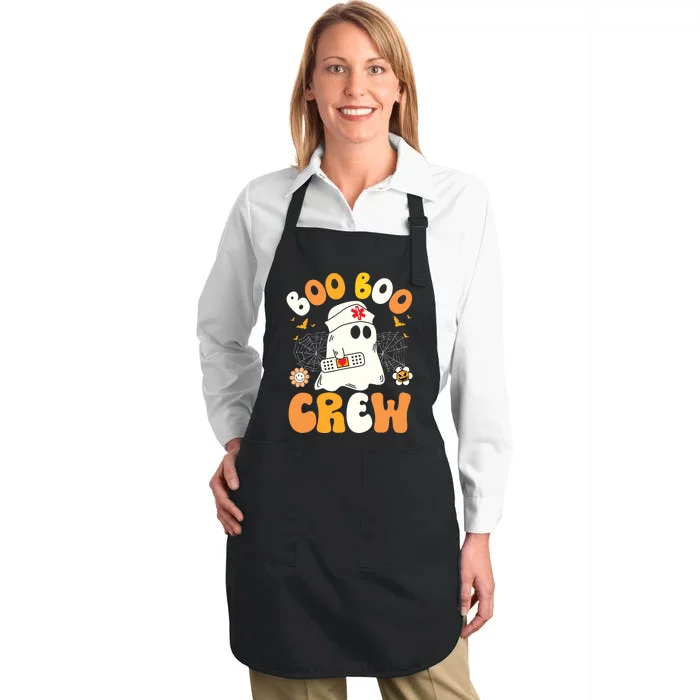 Groovy Boo Boo Crew Nurse Ghost Halloween Funny Nursing Gift Full-Length Apron With Pocket