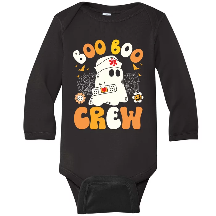 Groovy Boo Boo Crew Nurse Ghost Halloween Funny Nursing Gift Baby Long Sleeve Bodysuit