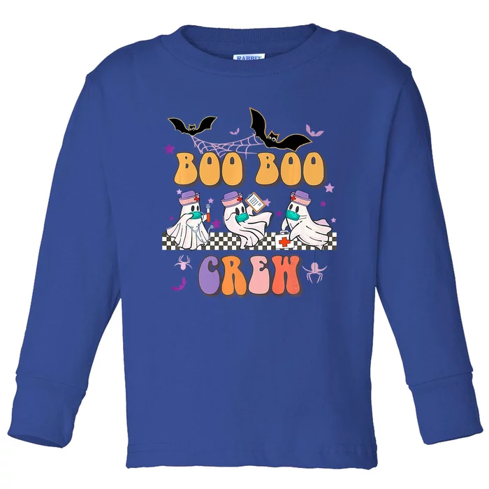 Groovy Boo Boo Crew Nurse Halloween Ghost Spooky Season Cute Gift Toddler Long Sleeve Shirt