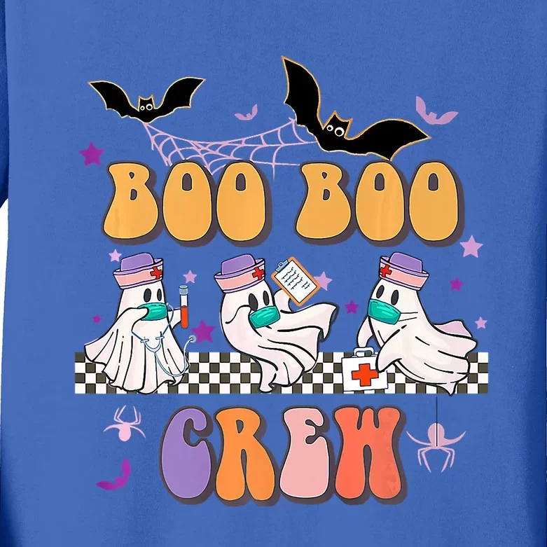 Groovy Boo Boo Crew Nurse Halloween Ghost Spooky Season Cute Gift Kids Long Sleeve Shirt