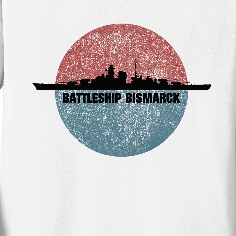 German Battleship Bismarck Ww2 Ship Kids Long Sleeve Shirt