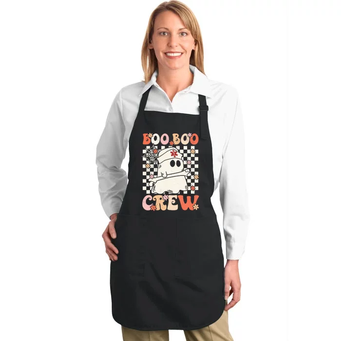 Groovy Boo Boo Crew Nurse Ghost Paramedic EMT EMS Halloween Full-Length Apron With Pocket