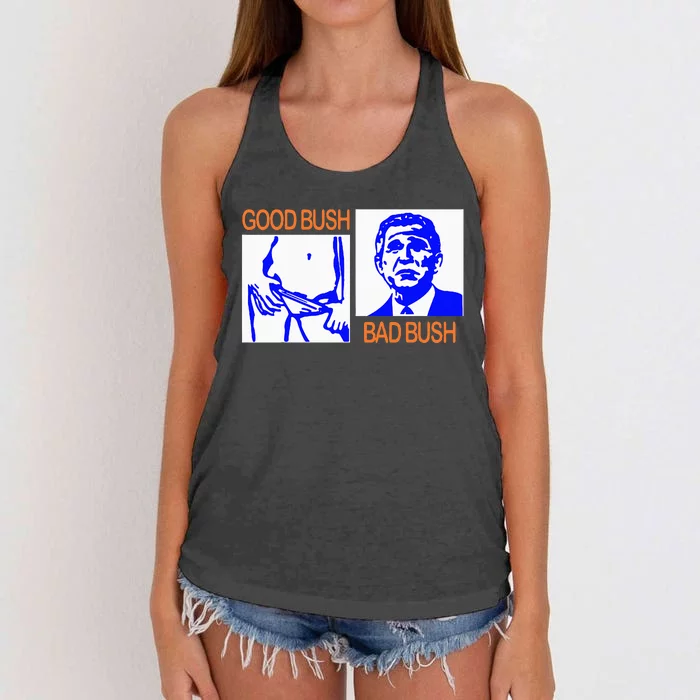 Good Bush Bad Bush Funny George W. Potus Usa Vintage Women's Knotted Racerback Tank