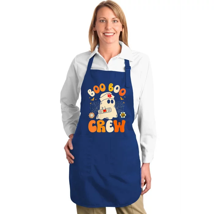 Groovy Boo Boo Crew Nurse Funny Ghost Halloween Nurse Full-Length Apron With Pocket