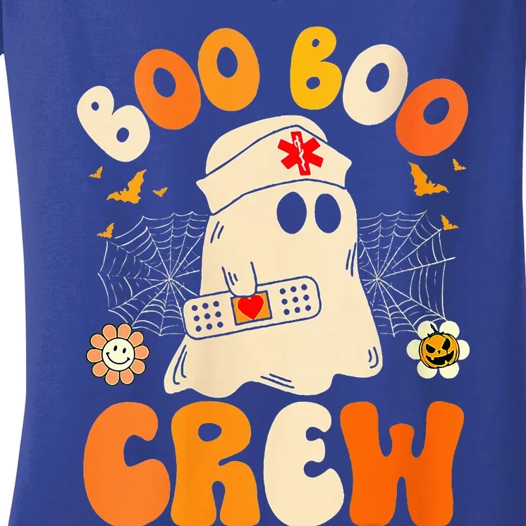 Groovy Boo Boo Crew Nurse Funny Ghost Halloween Nurse Women's V-Neck T-Shirt