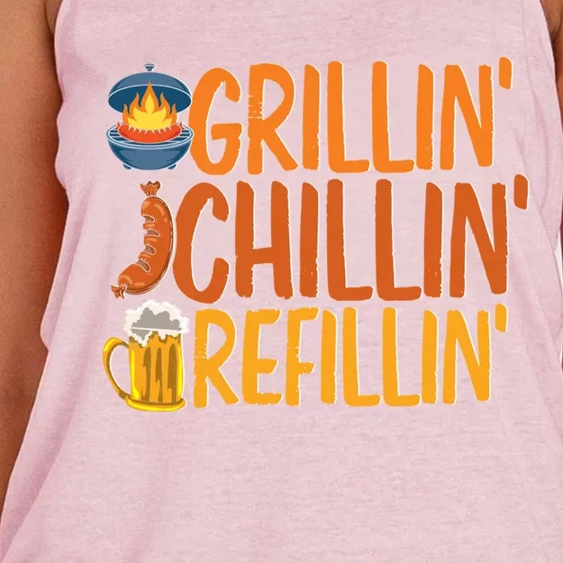 Grill Bbq Beer Ing Griller Grillmaster Funny Barbecue Gift Women's Knotted Racerback Tank