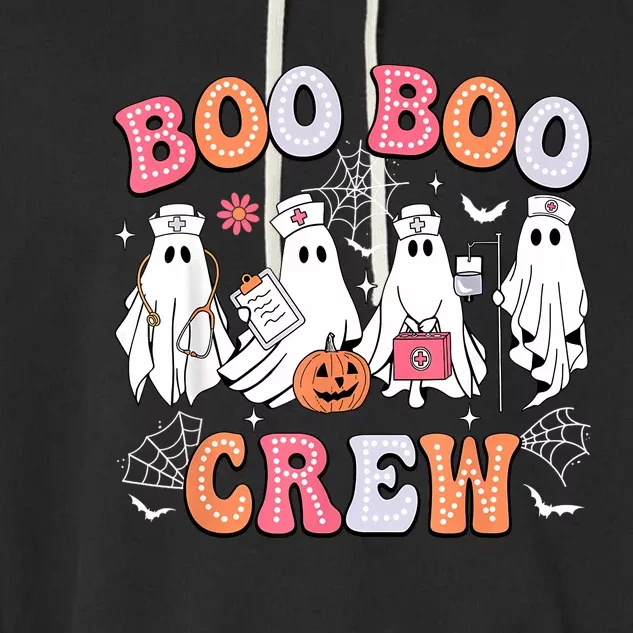 Groovy Boo Boo Crew Nurse Funny Ghost Women Halloween Nurse Garment-Dyed Fleece Hoodie