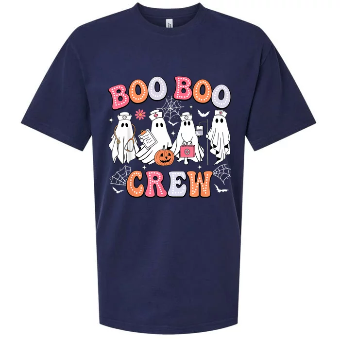 Groovy Boo Boo Crew Nurse Funny Ghost Women Halloween Nurse Sueded Cloud Jersey T-Shirt