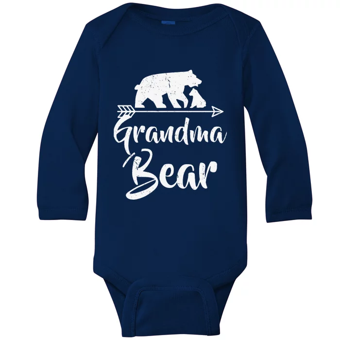 Grandma Bear Best Gift Mothers Fathers Day Baby Long Sleeve Bodysuit