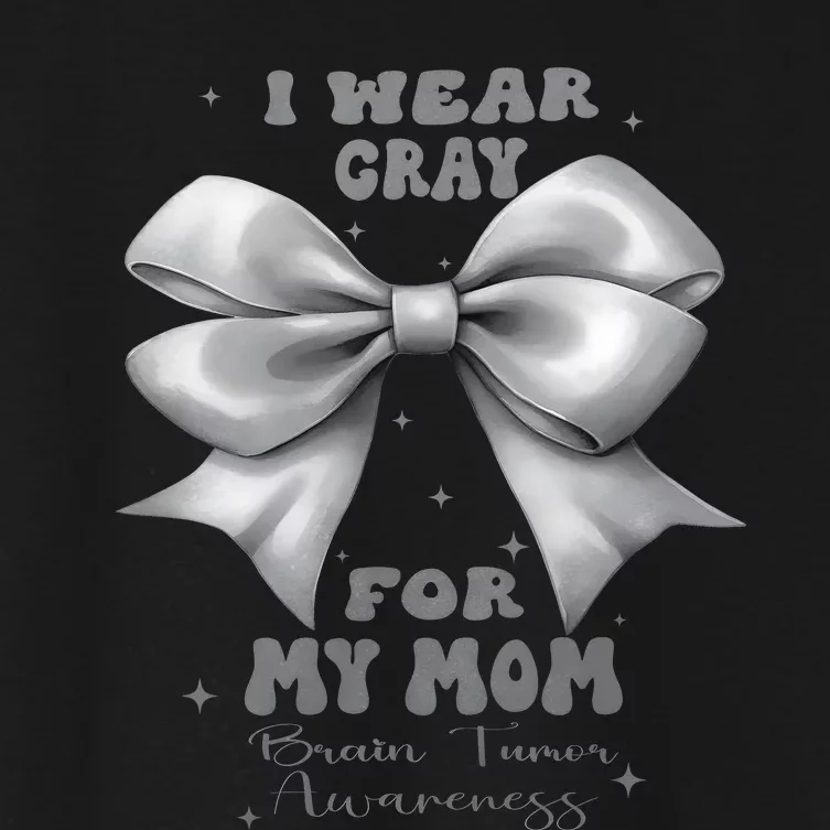 Gray Bow Brain Tumor Awareness For My Mom Women's Crop Top Tee