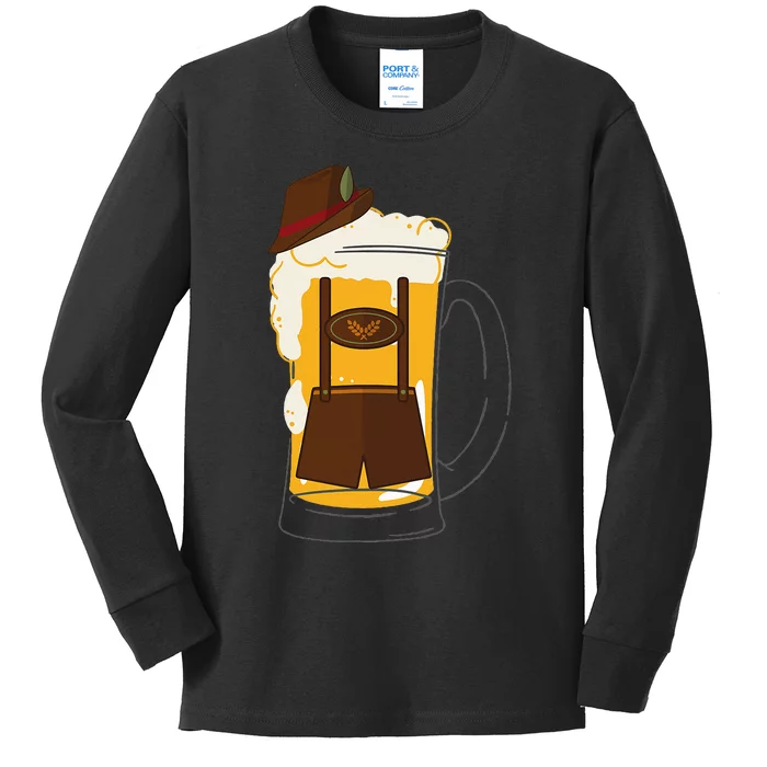 German Beer Bier Stein Funny Beer Fall Festival Beer Drinker Kids Long Sleeve Shirt