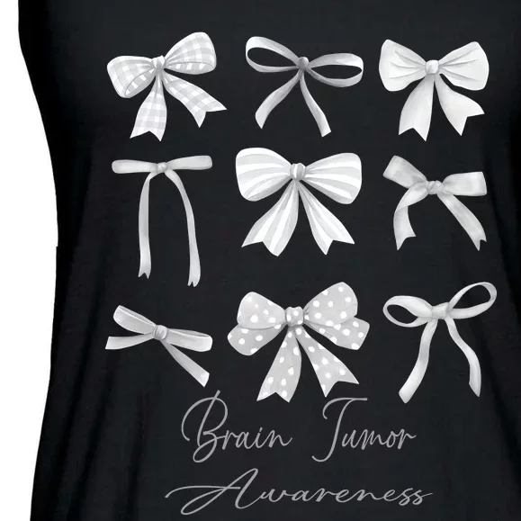 Gray Bow Brain Tumor Awareness Ladies Essential Flowy Tank