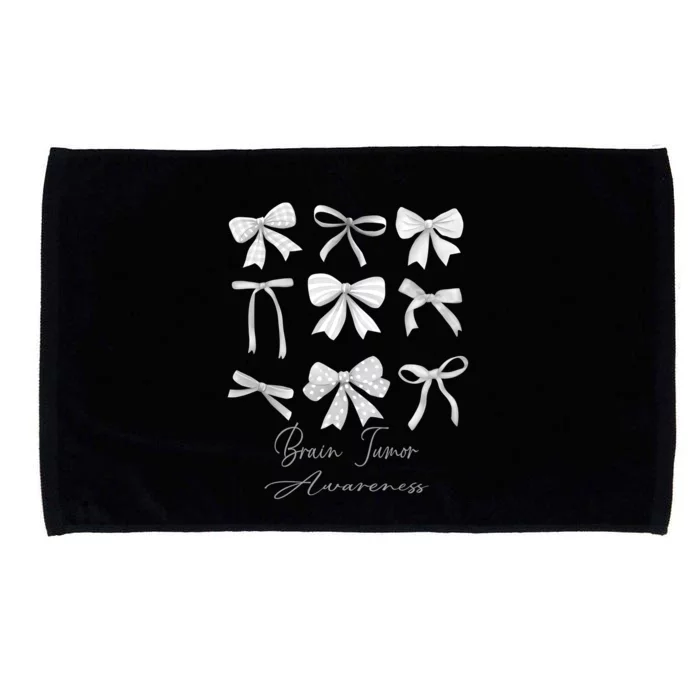 Gray Bow Brain Tumor Awareness Microfiber Hand Towel