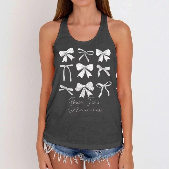 Gray Bow Brain Tumor Awareness Women's Knotted Racerback Tank