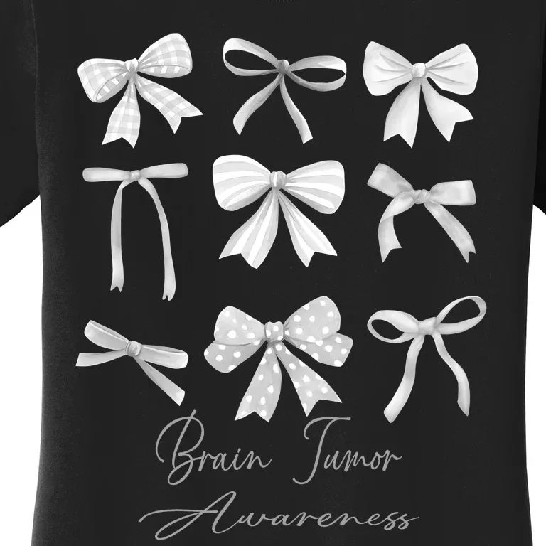 Gray Bow Brain Tumor Awareness Women's T-Shirt