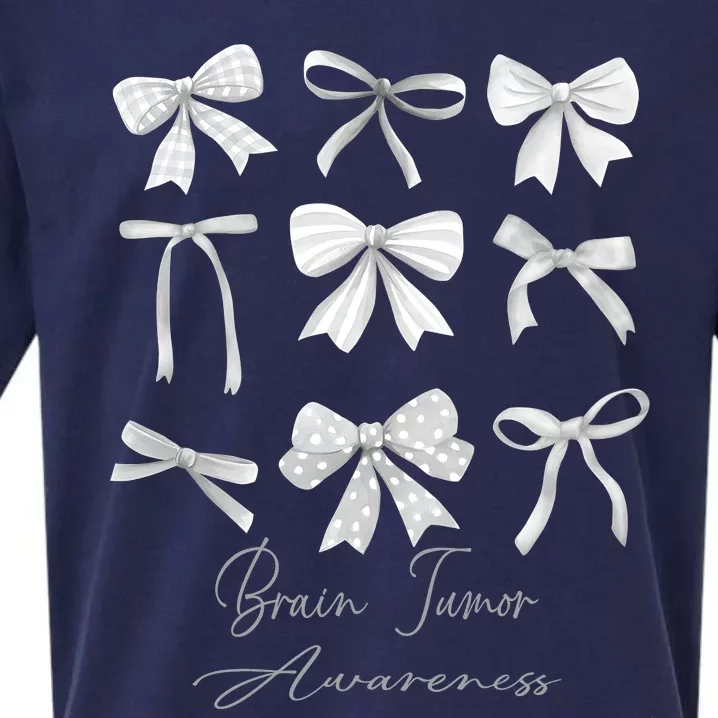 Gray Bow Brain Tumor Awareness Sueded Cloud Jersey T-Shirt