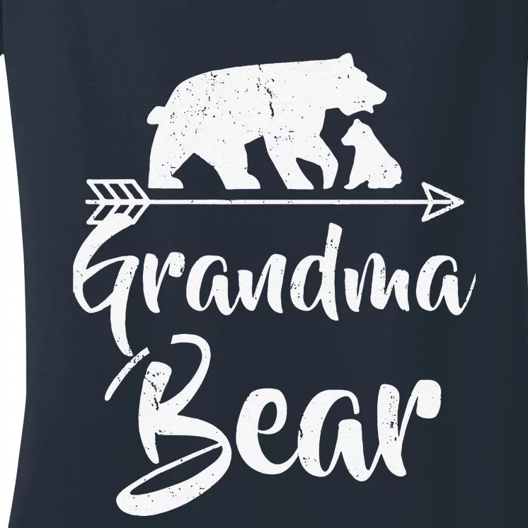 Grandma Bear Best Gift Mother's Father's Day Women's V-Neck T-Shirt