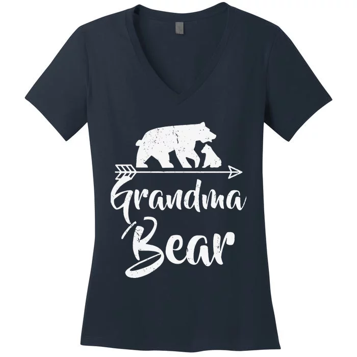 Grandma Bear Best Gift Mother's Father's Day Women's V-Neck T-Shirt