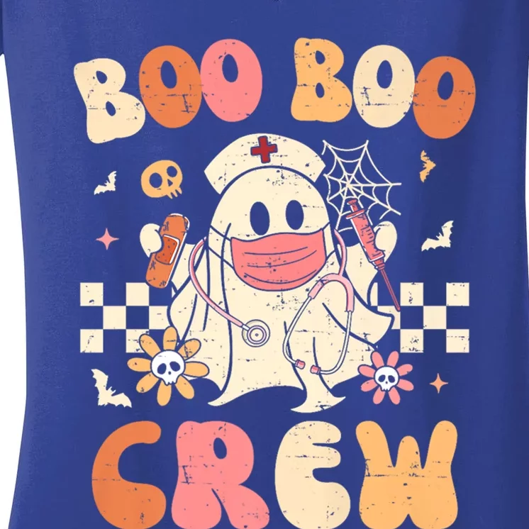 Groovy Boo Boo Crew Nurse Funny Ghost Halloween Nurse Great Gift Women's V-Neck T-Shirt