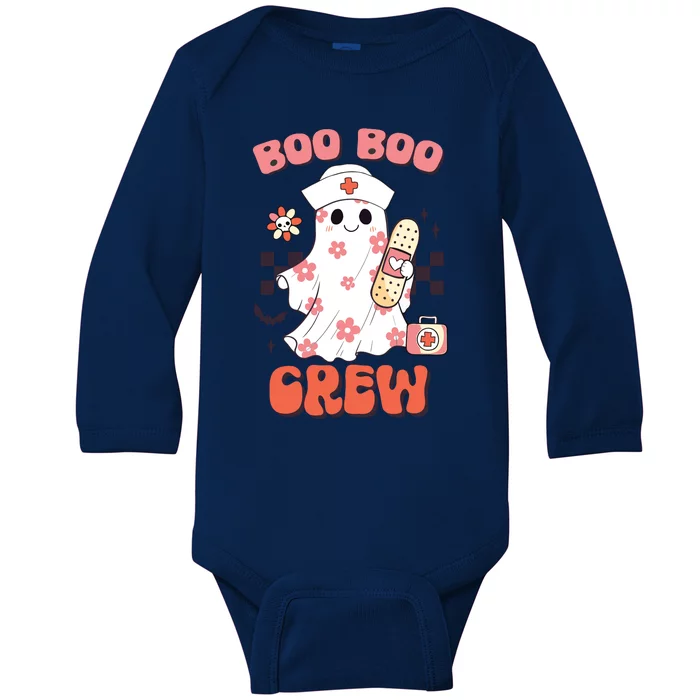 Groovy Boo Boo Crew Nurse Funny Ghost Women Halloween Baby Long Sleeve Bodysuit