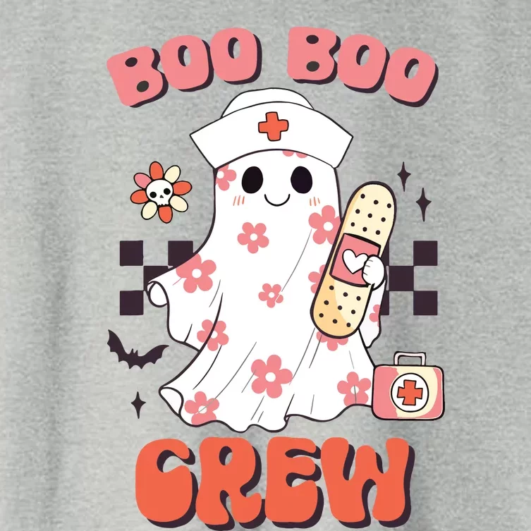 Groovy Boo Boo Crew Nurse Funny Ghost Women Halloween Women's Crop Top Tee