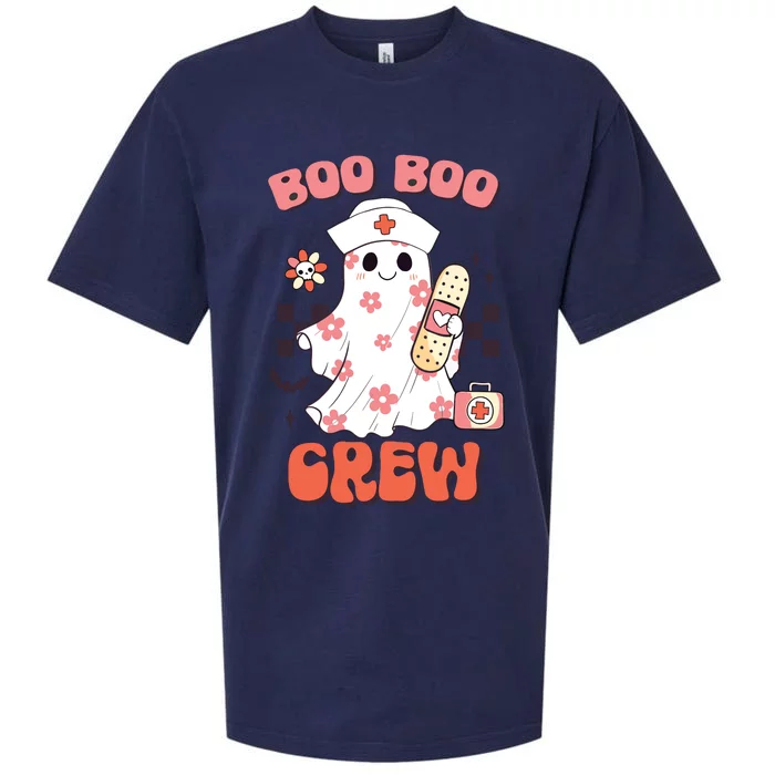 Groovy Boo Boo Crew Nurse Funny Ghost Women Halloween Sueded Cloud Jersey T-Shirt