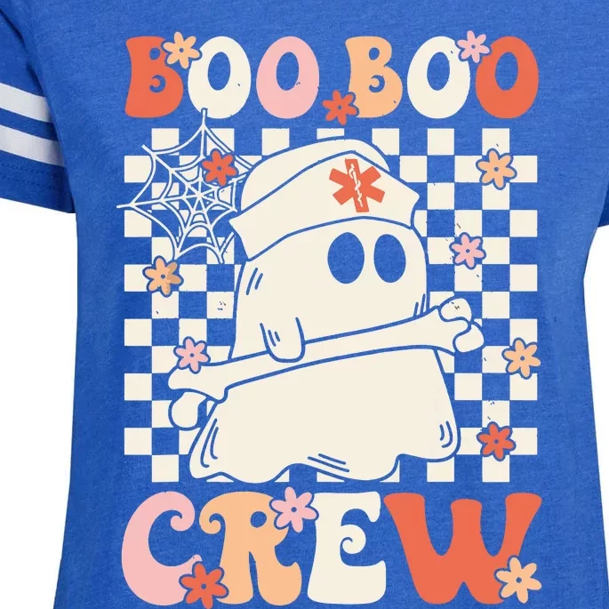 Groovy Boo Boo Crew Nurse Ghost Paramedic Emt Ems Halloween Enza Ladies Jersey Football T-Shirt