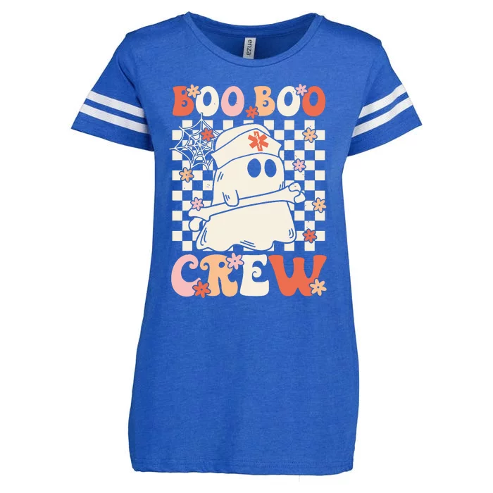 Groovy Boo Boo Crew Nurse Ghost Paramedic Emt Ems Halloween Enza Ladies Jersey Football T-Shirt