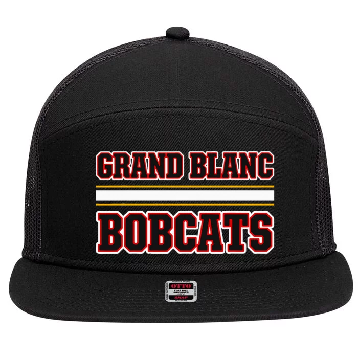 Grand Blanc Bobcats Horizontal Stripes 7 Panel Mesh Trucker Snapback Hat