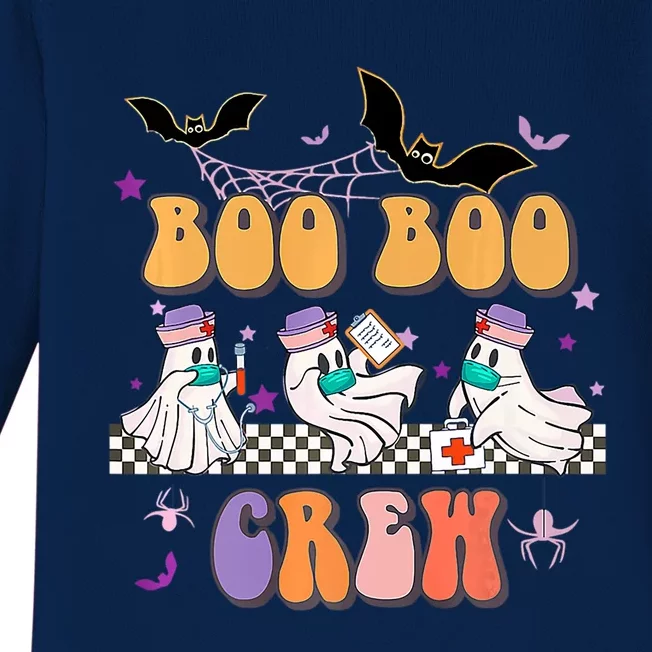 Groovy Boo Boo Crew Nurse Halloween Ghost Spooky Season Gift Baby Long Sleeve Bodysuit