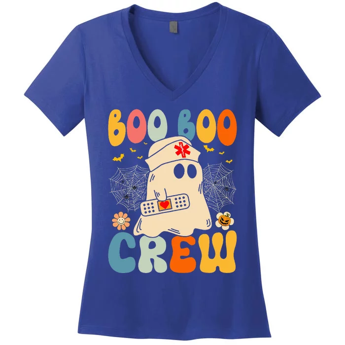 Groovy Boo Boo Crew Nurse Funny Ghost Halloween Nurse Women's V-Neck T-Shirt