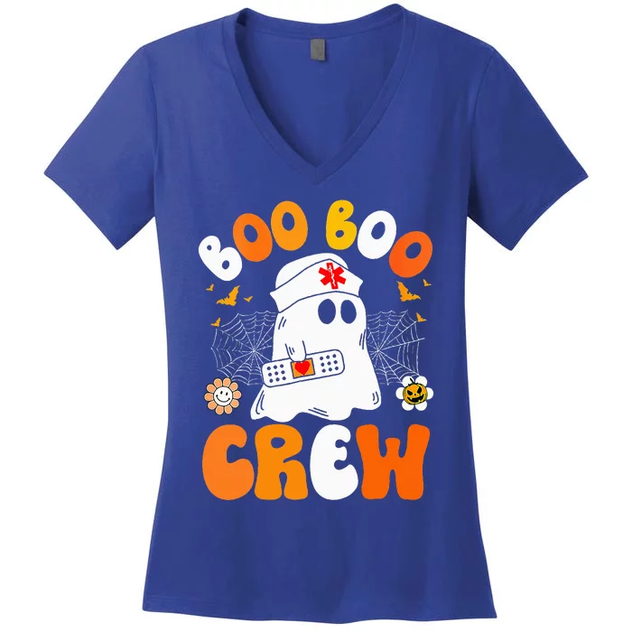 Groovy Boo Boo Crew Nurse Funny Ghost Halloween Nurse Women's V-Neck T-Shirt