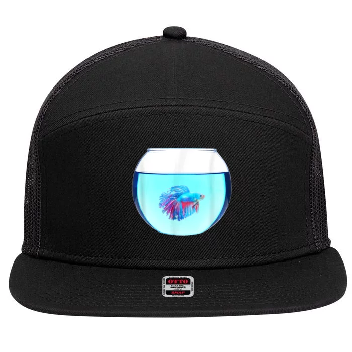 Glass Bowl Betta Fish 7 Panel Mesh Trucker Snapback Hat