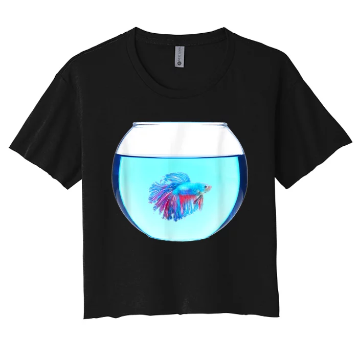 Glass Bowl Betta Fish Women's Crop Top Tee