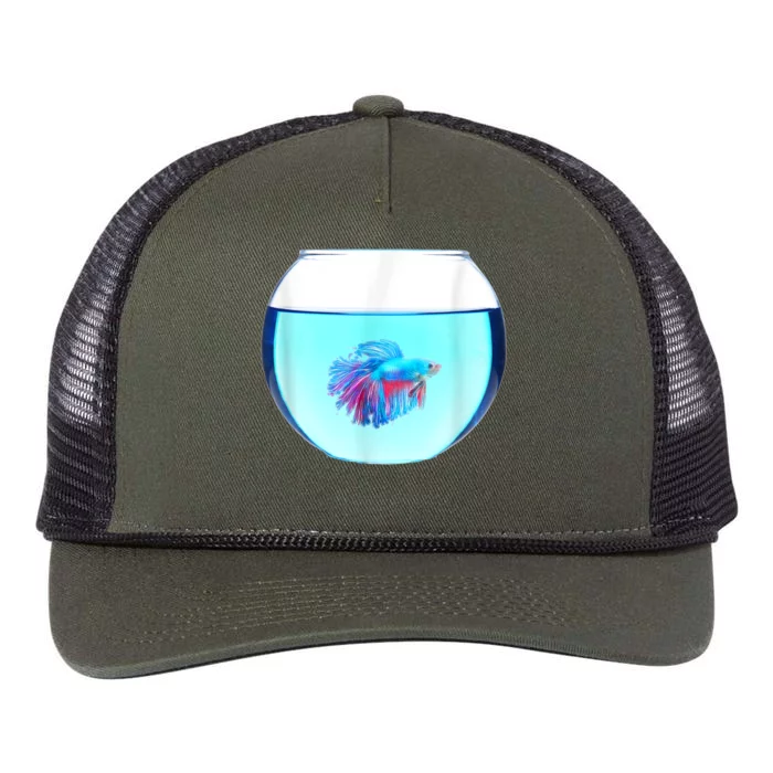 Glass Bowl Betta Fish Retro Rope Trucker Hat Cap