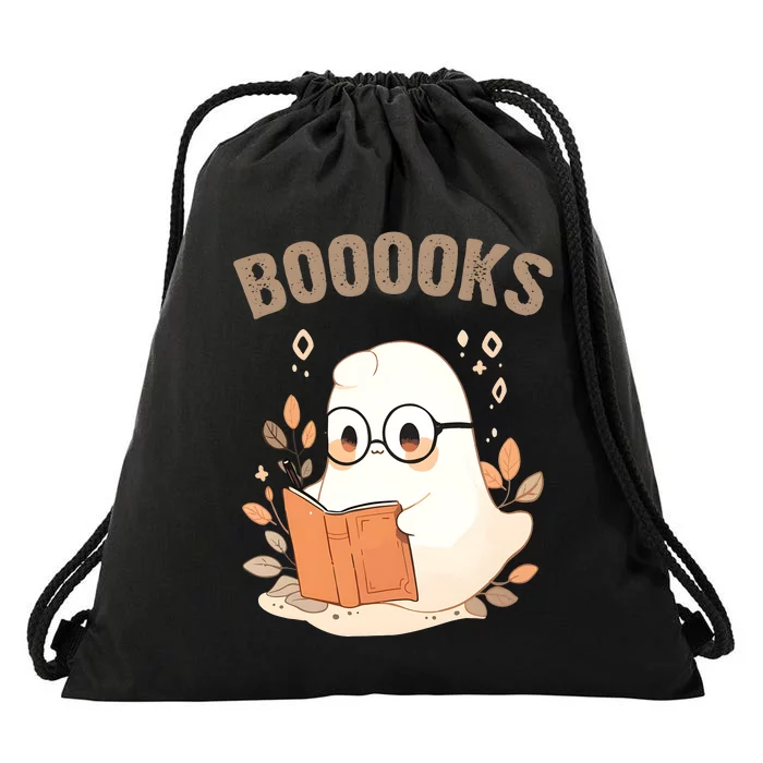 Ghost Books Bookworm Book Lover Halloween Drawstring Bag