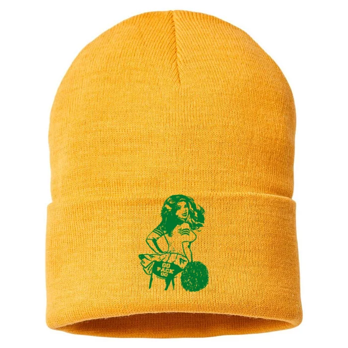 Green Bay Cheerleader Vintage Fan Wisconsin Sustainable Knit Beanie