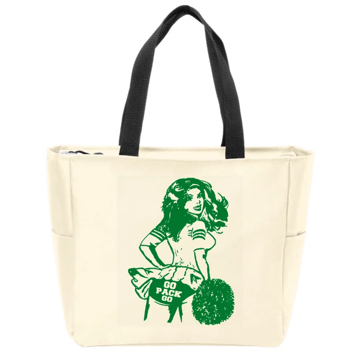 Green Bay Cheerleader Vintage Fan Wisconsin Zip Tote Bag